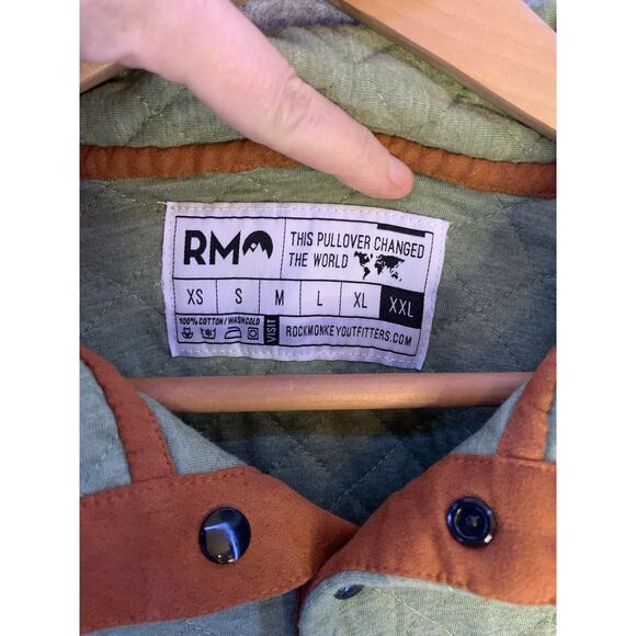 Rock Monkey Quilted Pullover, Green Size Men’s XXL, Comfortable Cotton, Snaps - Picture 6 of 7